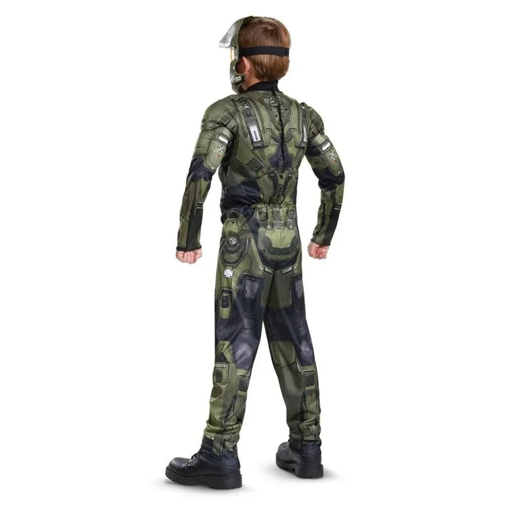 XBOX Halo Light-Up Mask & Sword Halloween Costume 4/6 Master Chief Muscle Boys